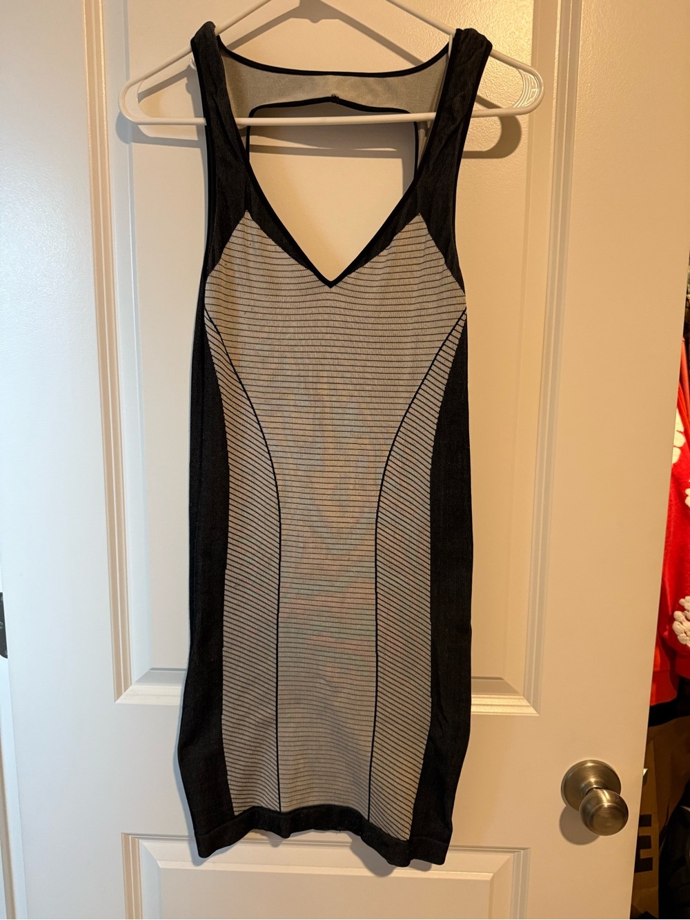 bebe Y2K Black Sheer Striped Bodycon Mini Dress Open Back M/L